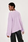 NastyGal V Neck Knitted Ribbed Wide Sleeve Jumper thumbnail 4