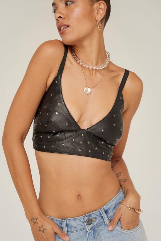 NastyGal Real Leather Studded Strappy Bralette 2