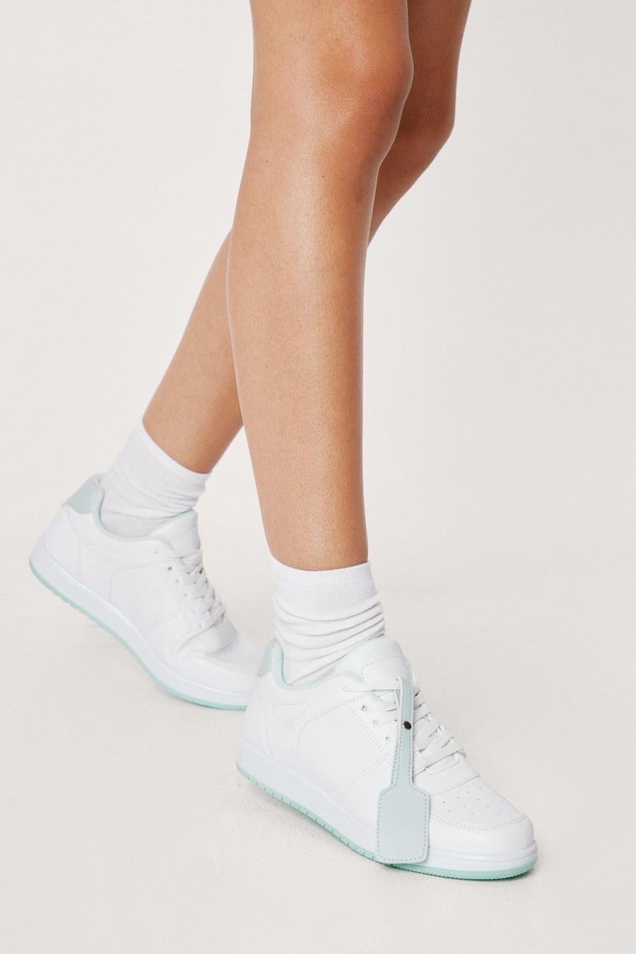 Mint green Contrast Tab Lace Up Chunky Trainers image number 1