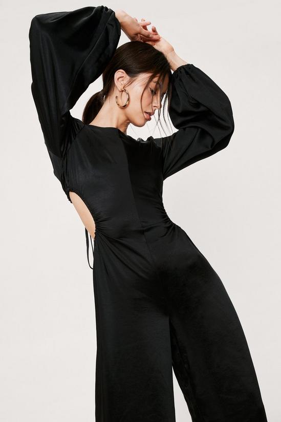 NastyGal Satin Cut Out Back Long Sleeve Jumpsuit 3