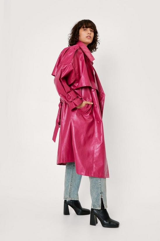 NastyGal Faux Leather Oversized Trench Coat 2