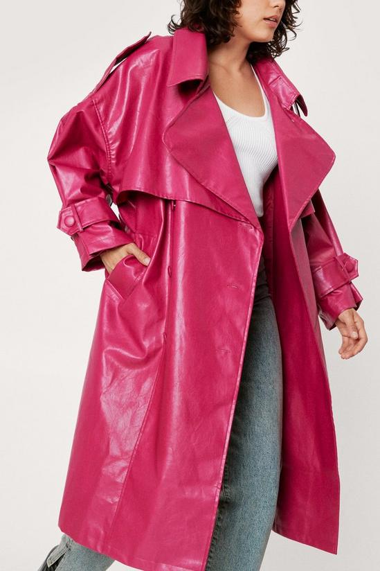 NastyGal Faux Leather Oversized Trench Coat 3