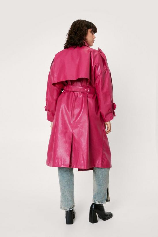 NastyGal Faux Leather Oversized Trench Coat 4