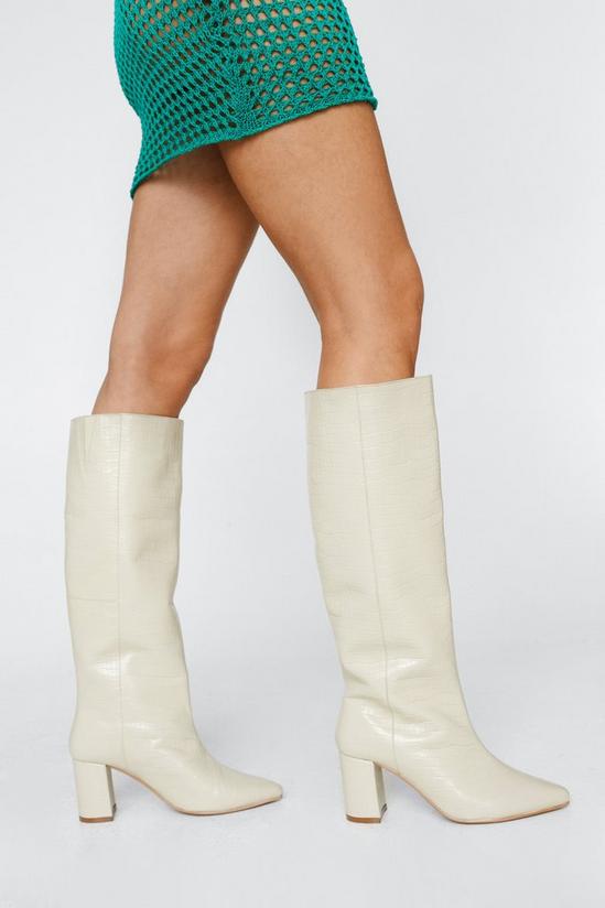NastyGal Real Leather Pointed Knee High Boots 3