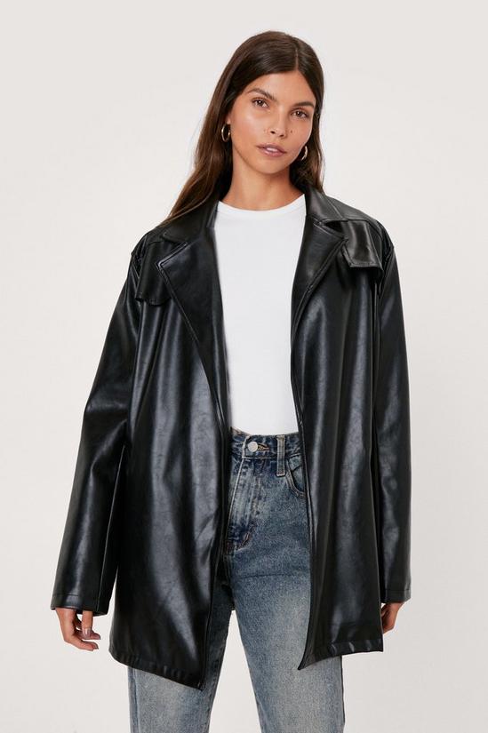 NastyGal Faux Leather Relaxed Trench Jacket 1