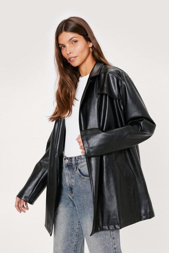 NastyGal Faux Leather Relaxed Trench Jacket 3