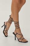 NastyGal Faux Leather Strappy Square Toe Stiletto Heels thumbnail 1