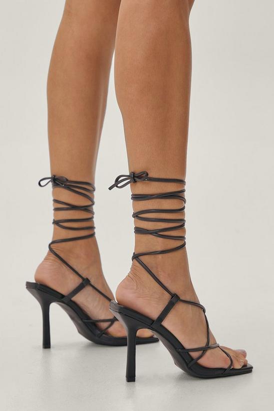NastyGal Faux Leather Strappy Square Toe Stiletto Heels 2