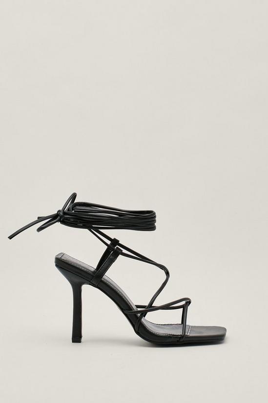 NastyGal Faux Leather Strappy Square Toe Stiletto Heels 3