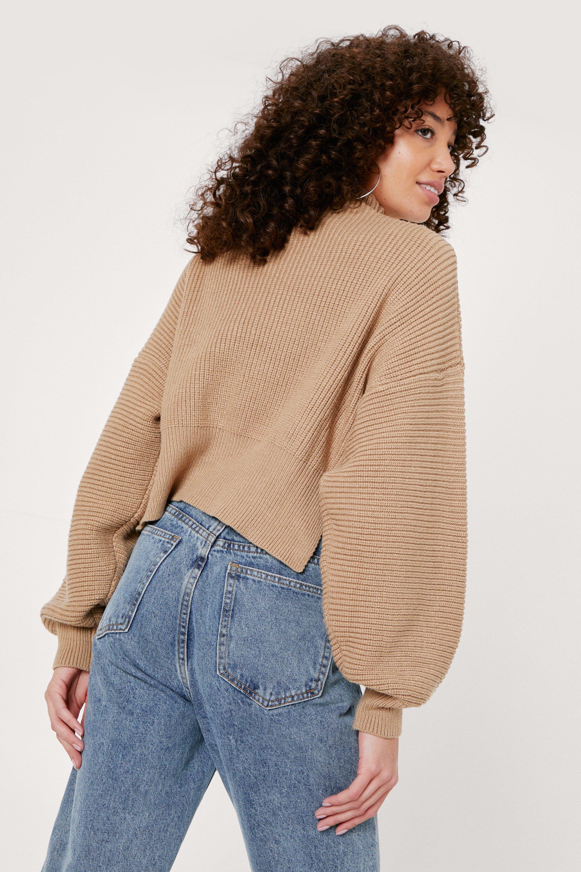 Seam Front Batwing High Neck Jumper boohoo UK