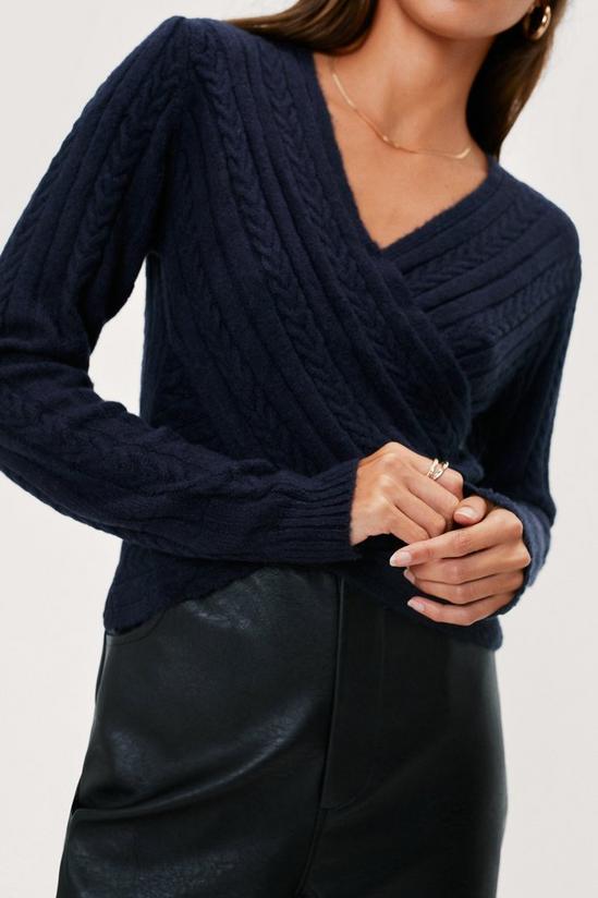 NastyGal Wrap Front Cable Knit Jumper 2