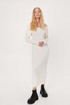 NastyGal Petite Bardot Fold Over Knitted Midi Dress thumbnail 1
