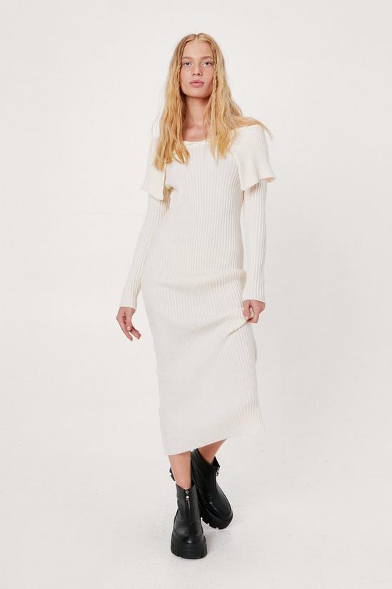 NastyGal Petite Bardot Fold Over Knitted Midi Dress 3