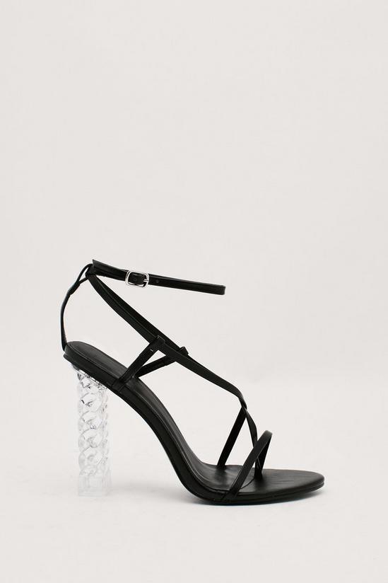 NastyGal Strappy Open Toe Curb Chain Clear High Heels 2
