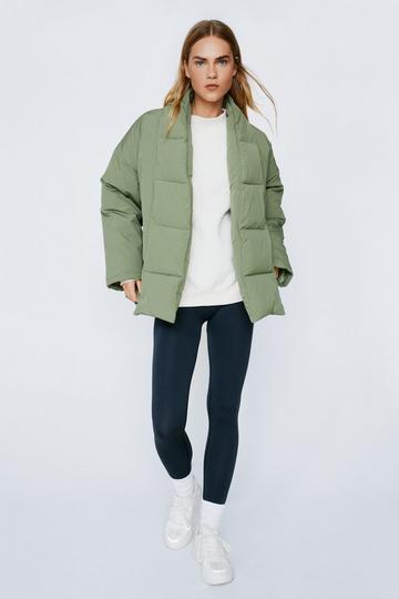 Oversized Padded Belted Long Sleeve Jacket khaki