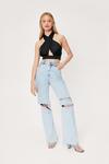 NastyGal Halter Neck Crossover Cut Out Crop Top thumbnail 3