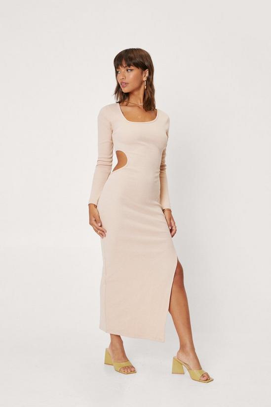 NastyGal Square Neck Cut Out Ribbed Maxi Dress 1
