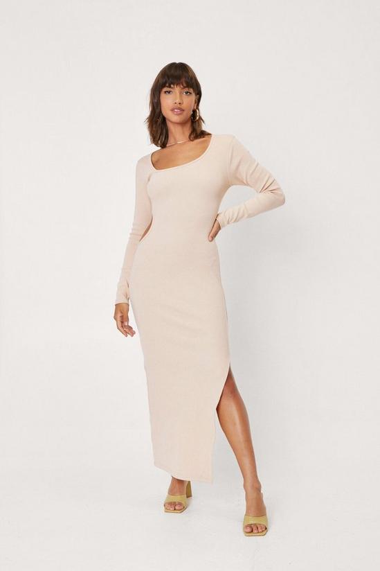 NastyGal Square Neck Cut Out Ribbed Maxi Dress 2