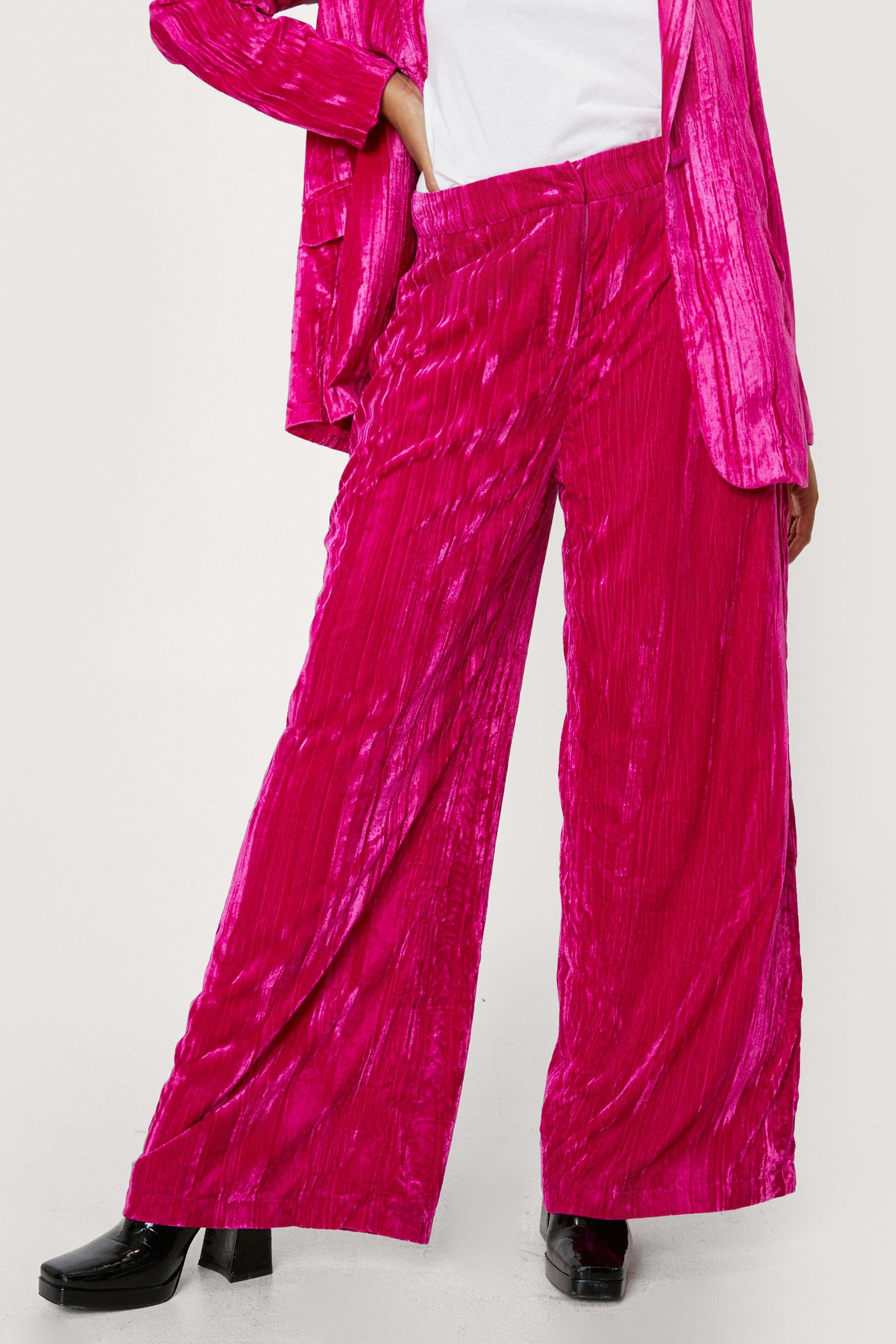 Crushed Velvet Co-ord Wide Leg Trousers