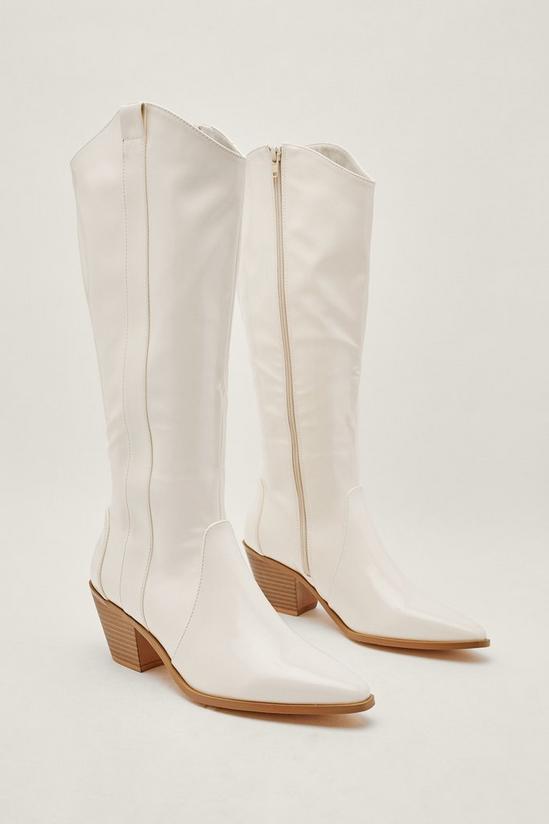 NastyGal Faux Leather Cowboy Knee High Boots 1