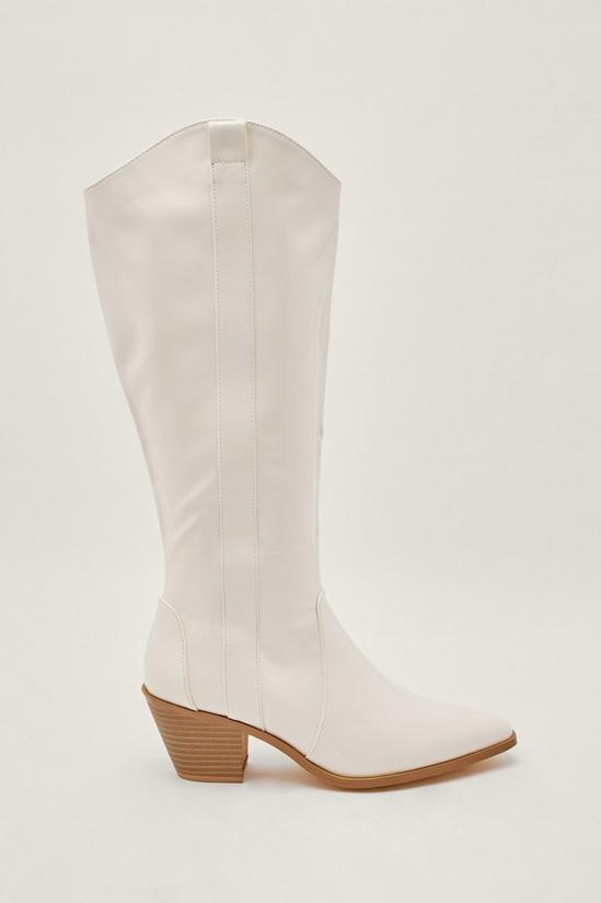 NastyGal Faux Leather Cowboy Knee High Boots 2