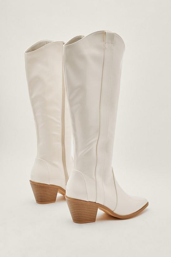 NastyGal Faux Leather Cowboy Knee High Boots 3