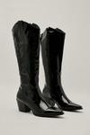 NastyGal Faux Leather Knee High Cowboy Boots thumbnail 1