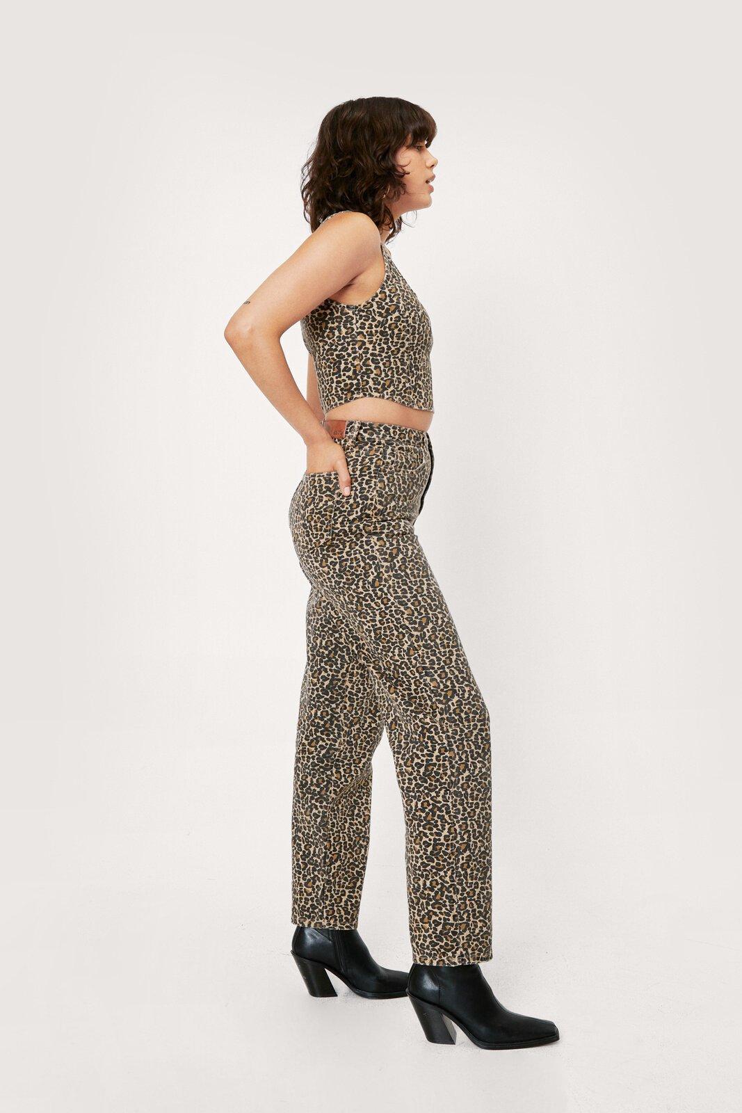 Leopard print clearance straight leg jeans