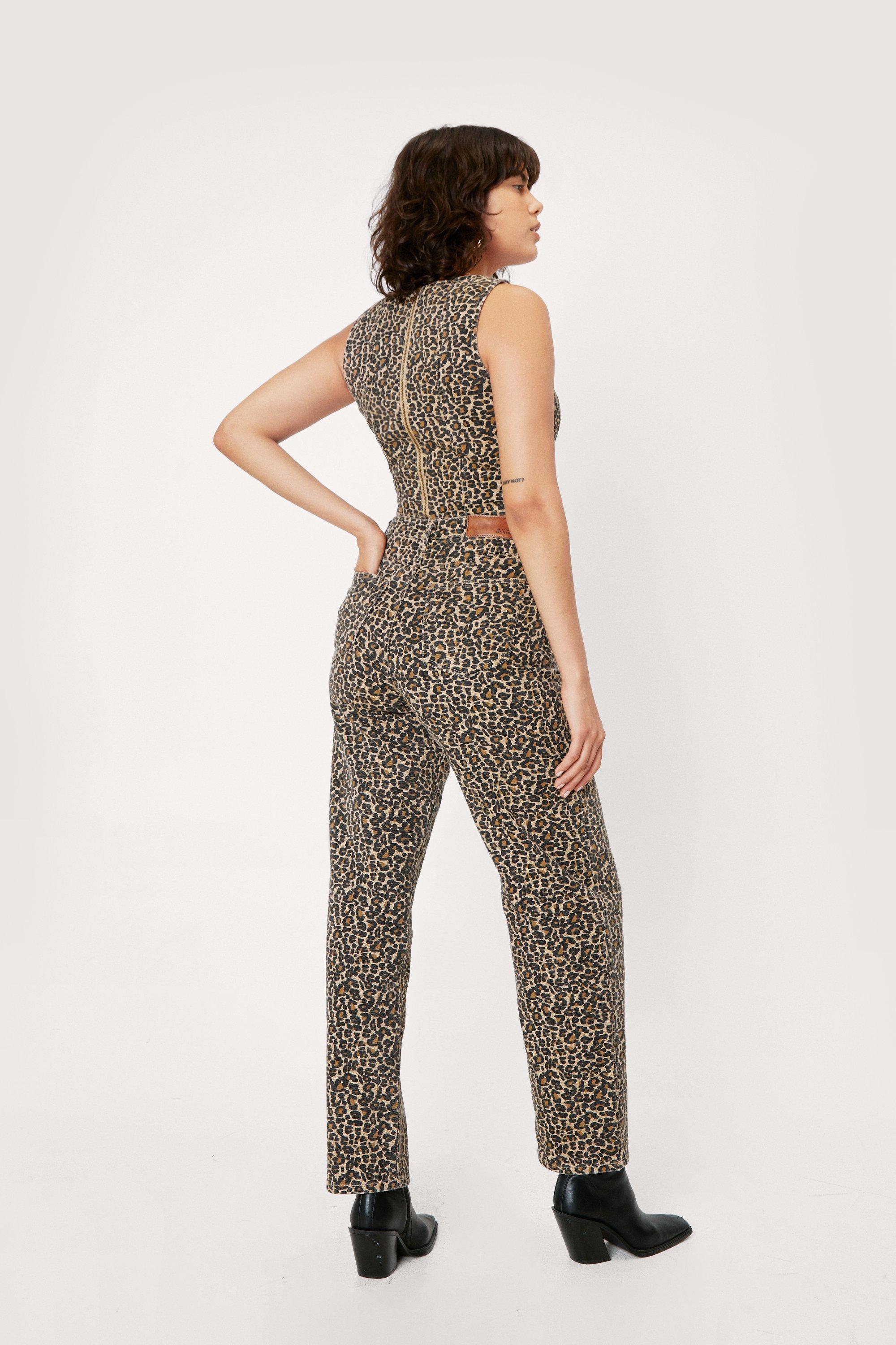 Leopard print 2025 straight leg jeans