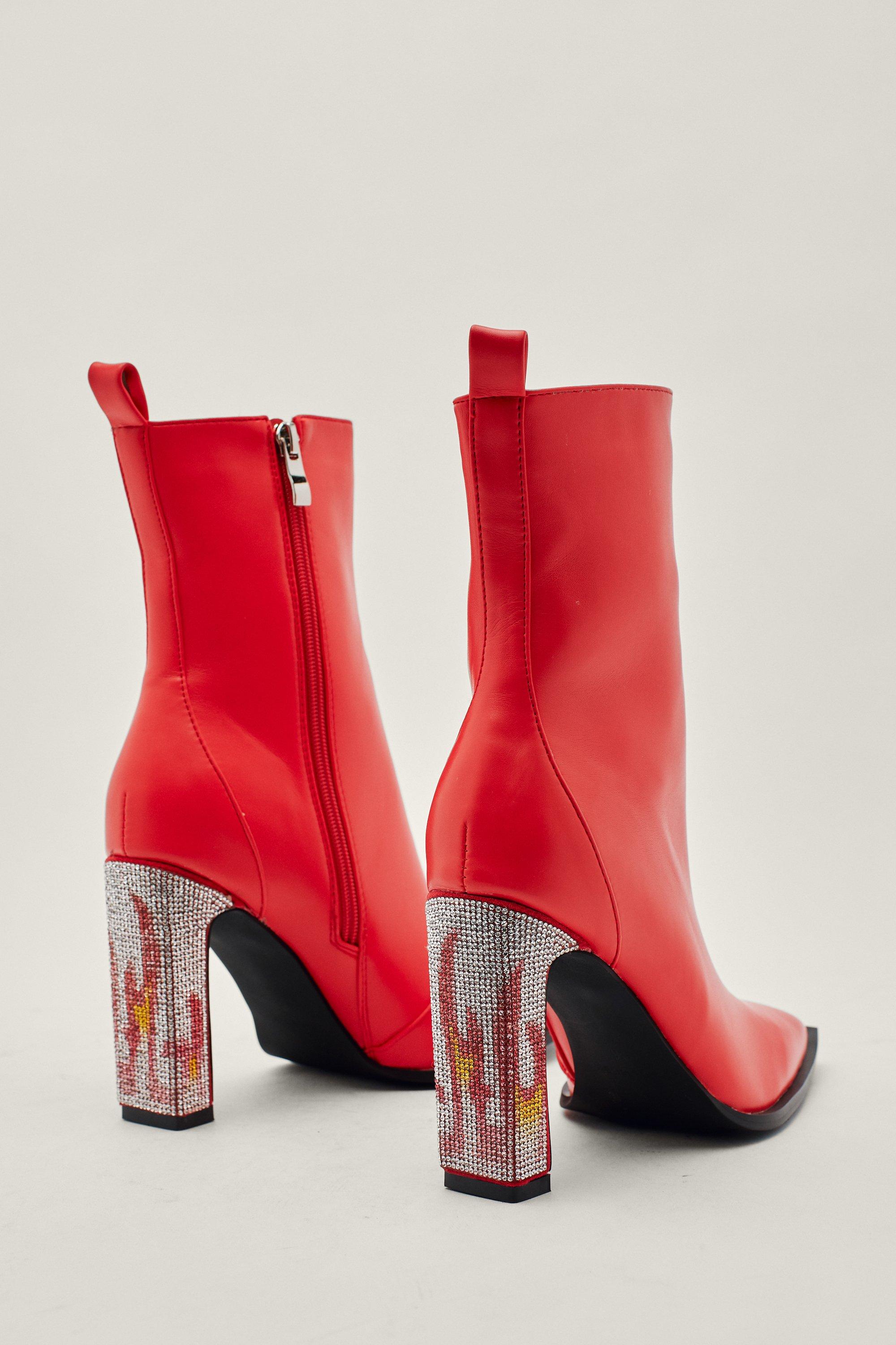 Boohoo 2024 red boots