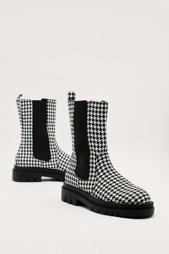 NastyGal Houndstooth Chunky High Ankle Chelsea Boots 1