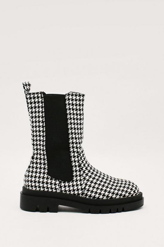 NastyGal Houndstooth Chunky High Ankle Chelsea Boots 2