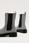 NastyGal Houndstooth Chunky High Ankle Chelsea Boots thumbnail 4