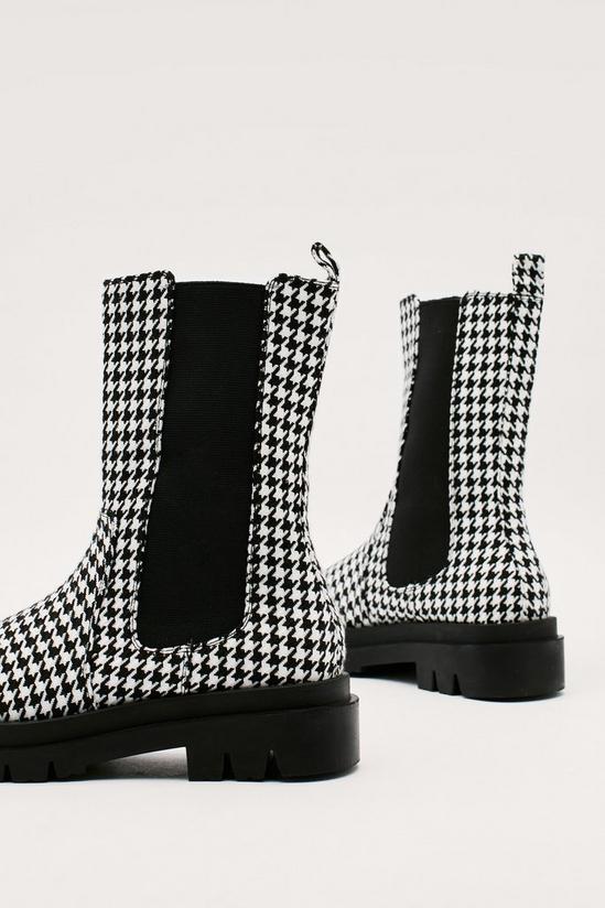 NastyGal Houndstooth Chunky High Ankle Chelsea Boots 4