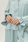 NastyGal Satin Long Ruffle Pyjama Trousers Set thumbnail 2