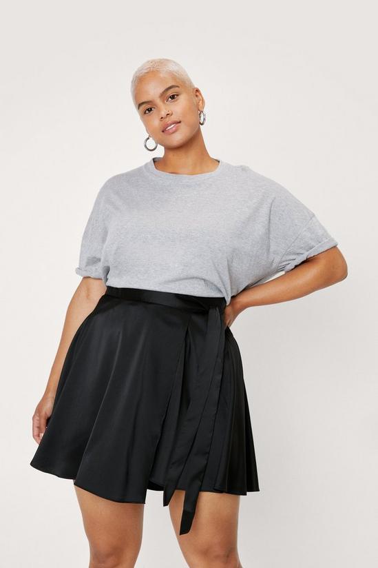 NastyGal Plus Size Satin Wrap Around Mini Skirt 1