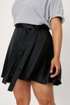 NastyGal Plus Size Satin Wrap Around Mini Skirt thumbnail 3
