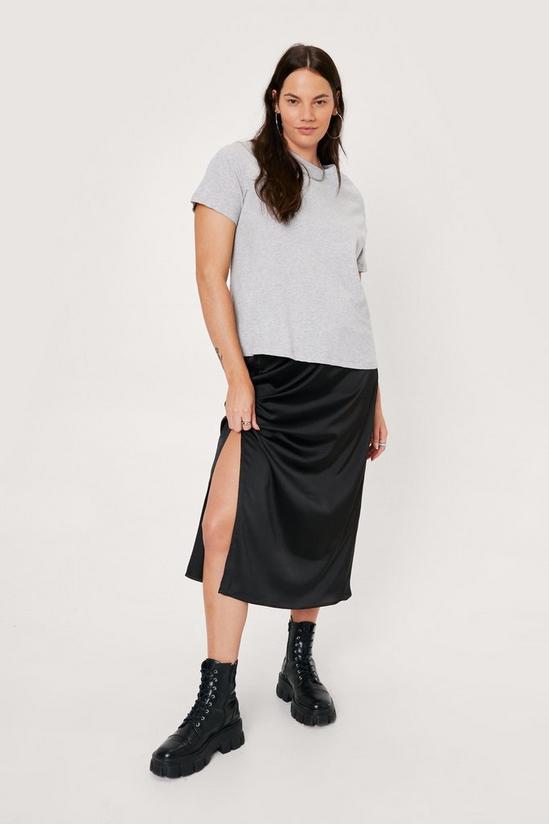 NastyGal Plus Size Split Front Satin Midi Skirt 1