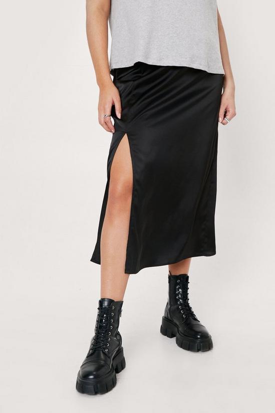 NastyGal Plus Size Split Front Satin Midi Skirt 2