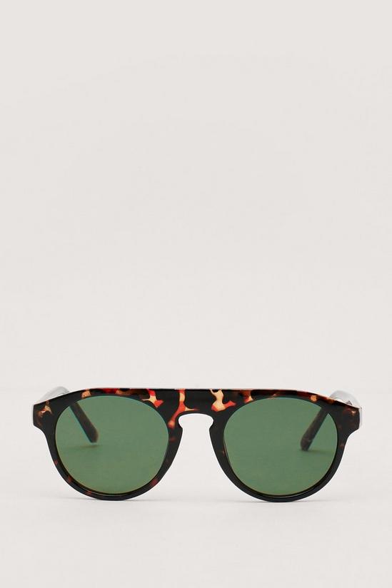 NastyGal Tortoiseshell Flat Top Round Sunglasses 3