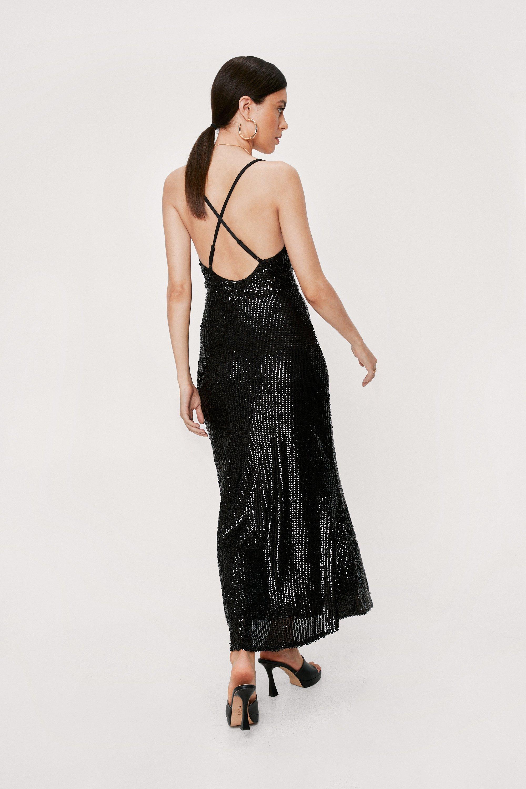 NastyGal Sequin Cowl Midi Slip Dress | Debenhams