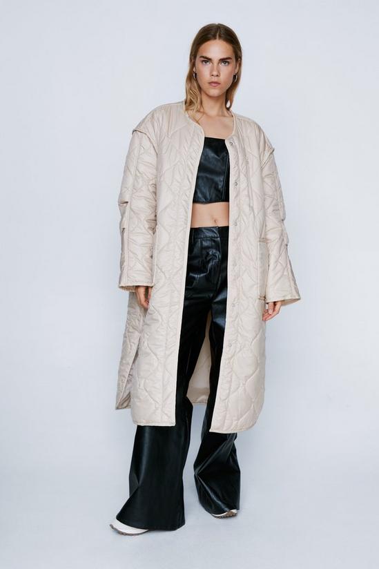 NastyGal Quilted Oversized Collarless Longline Jacket 1
