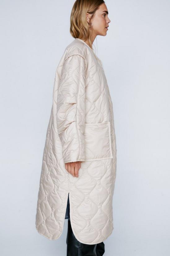NastyGal Quilted Oversized Collarless Longline Jacket 2