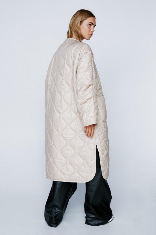 NastyGal Quilted Oversized Collarless Longline Jacket 4