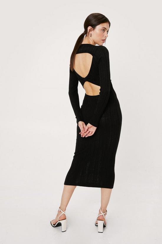 NastyGal Knitted Ribbed Twist Open Back Midi Dress 1