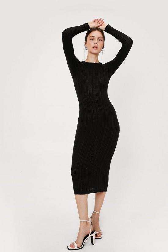 NastyGal Knitted Ribbed Twist Open Back Midi Dress 2