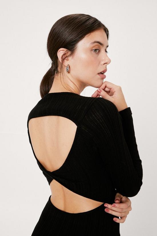 NastyGal Knitted Ribbed Twist Open Back Midi Dress 3