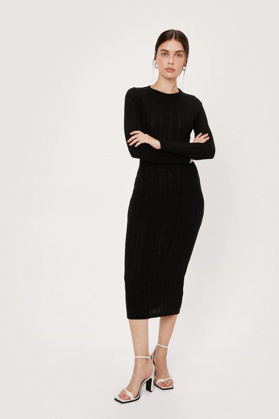 NastyGal Knitted Ribbed Twist Open Back Midi Dress 4