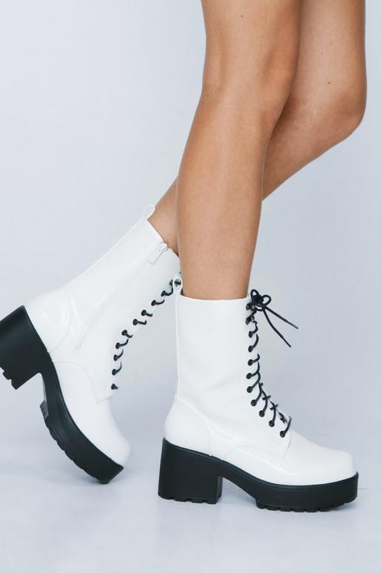 NastyGal Patent Faux Leather Hiker Lace Up Boots 2