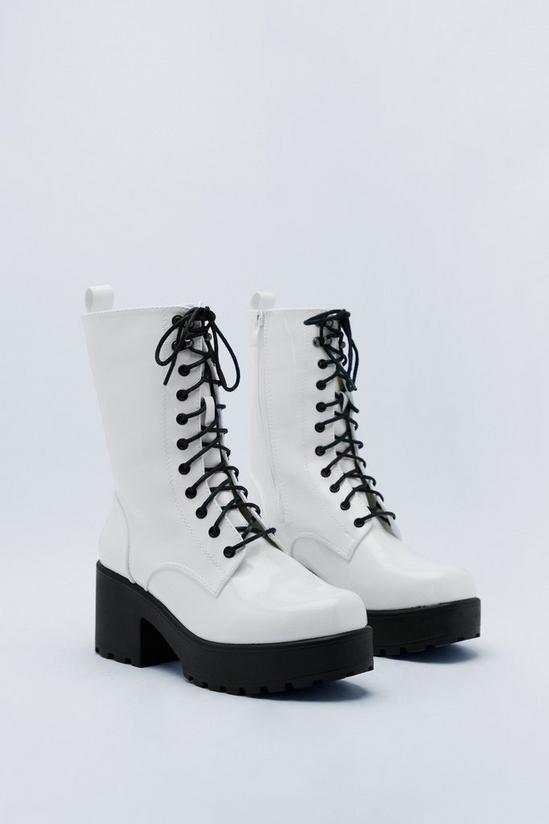 NastyGal Patent Faux Leather Hiker Lace Up Boots 4